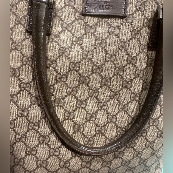 Auth GUCCI GG Shoulder Tote Bag PVC Leather Brown  1005a - Picture 14 of 15